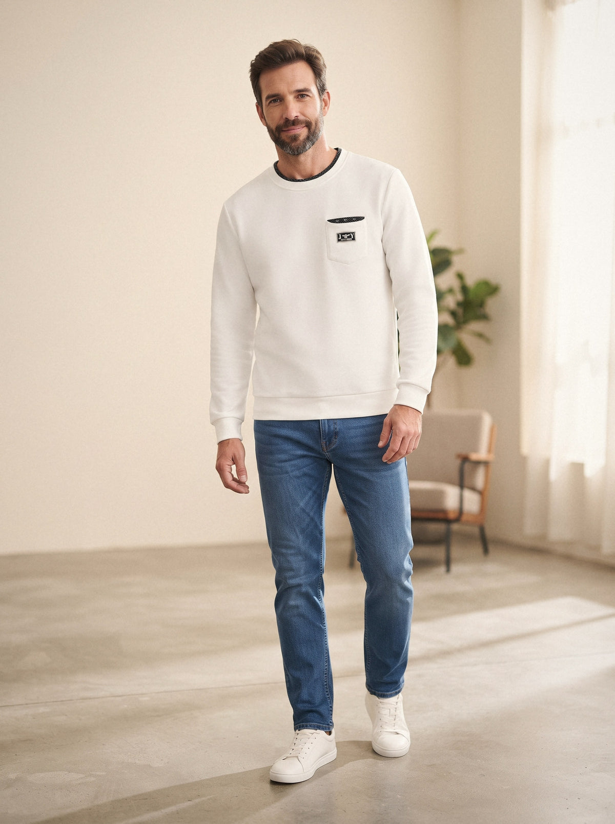 Sudadera con bolsillo blanco — La Boutique, La Algaba