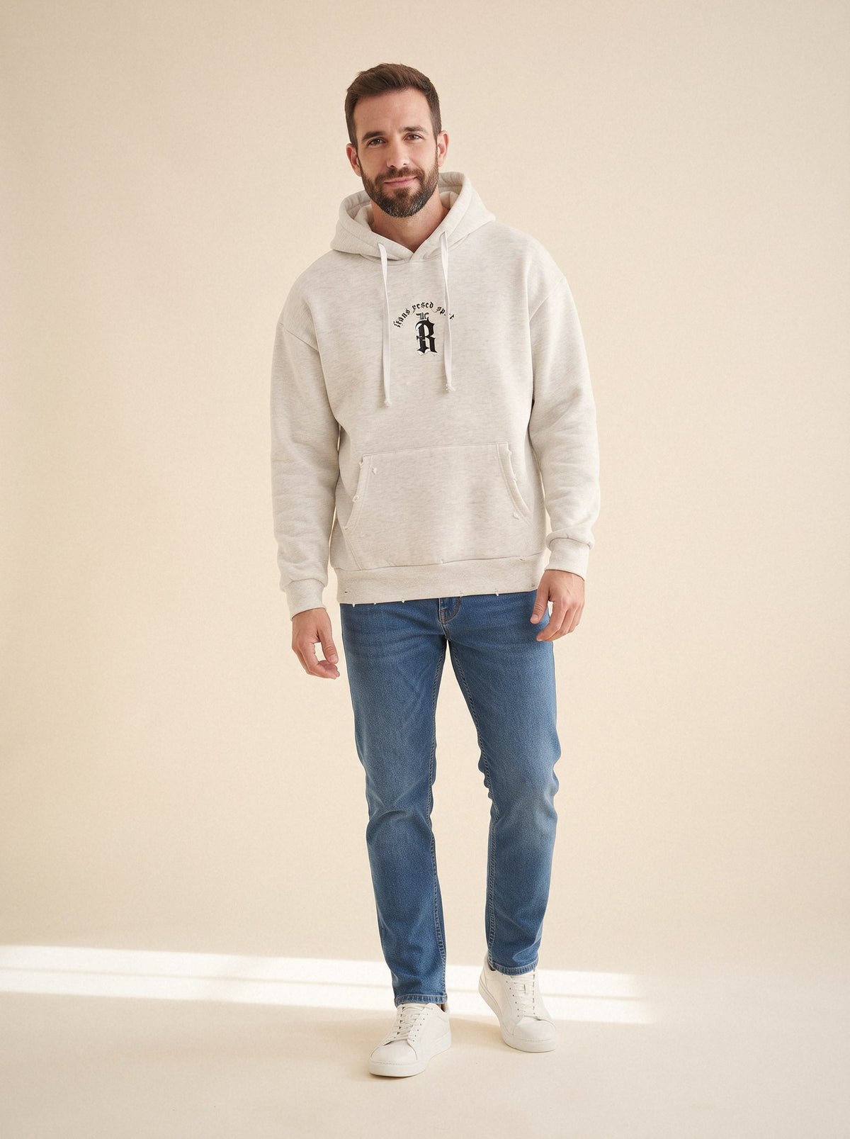 Sudadera capucha oversize R gris — La Boutique, La Algaba