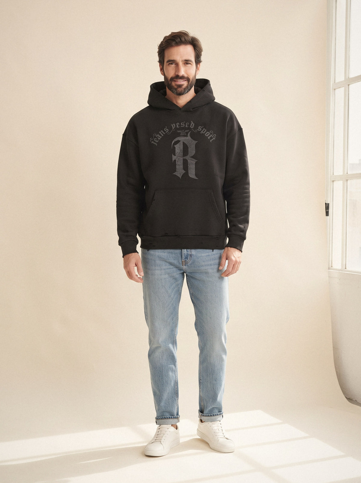 Sudadera capucha oversize R negro — La Boutique, La Algaba